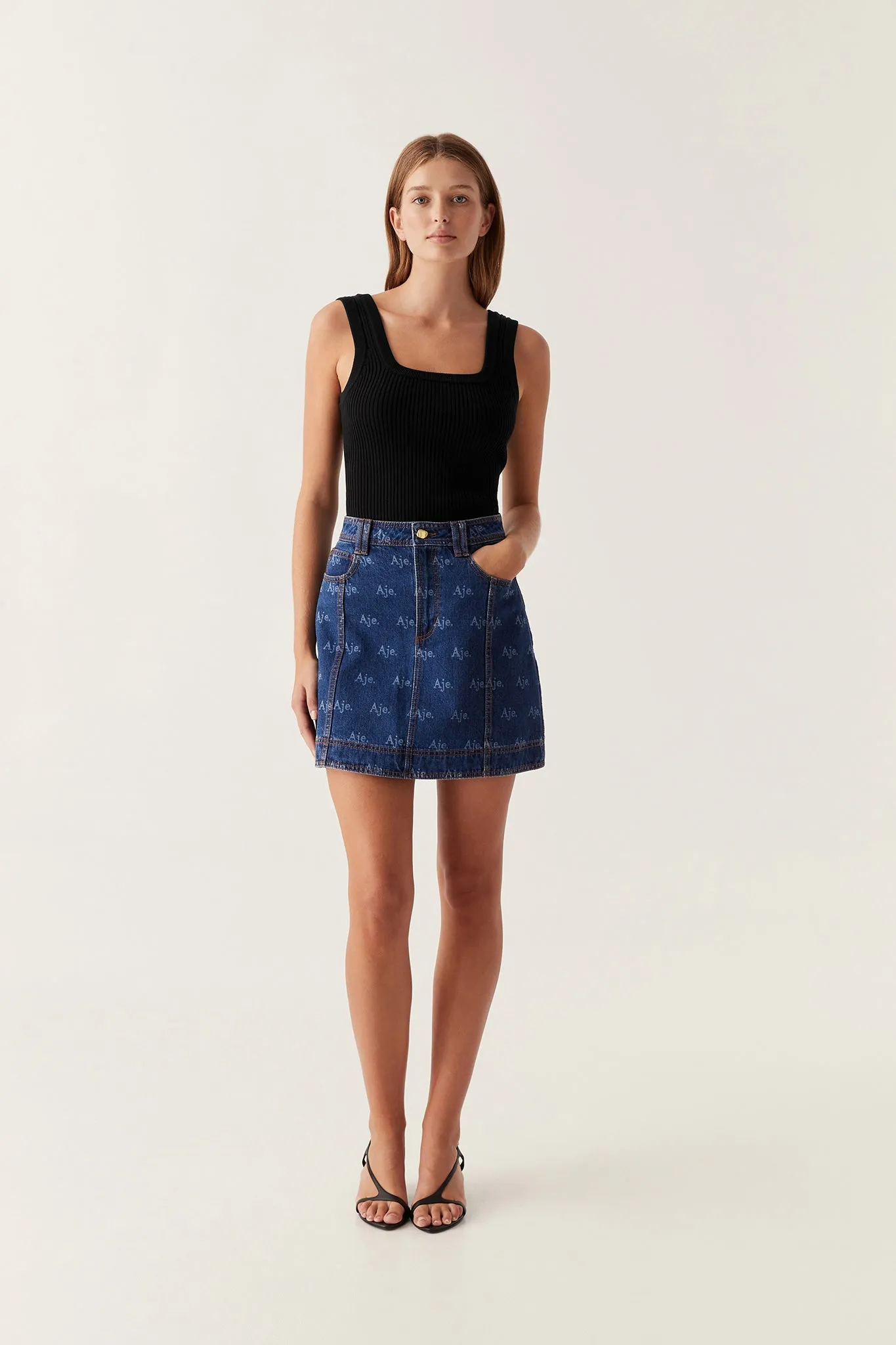 Ratio Logo Denim Mini Skirt sold by Aje product image thumbnail 5