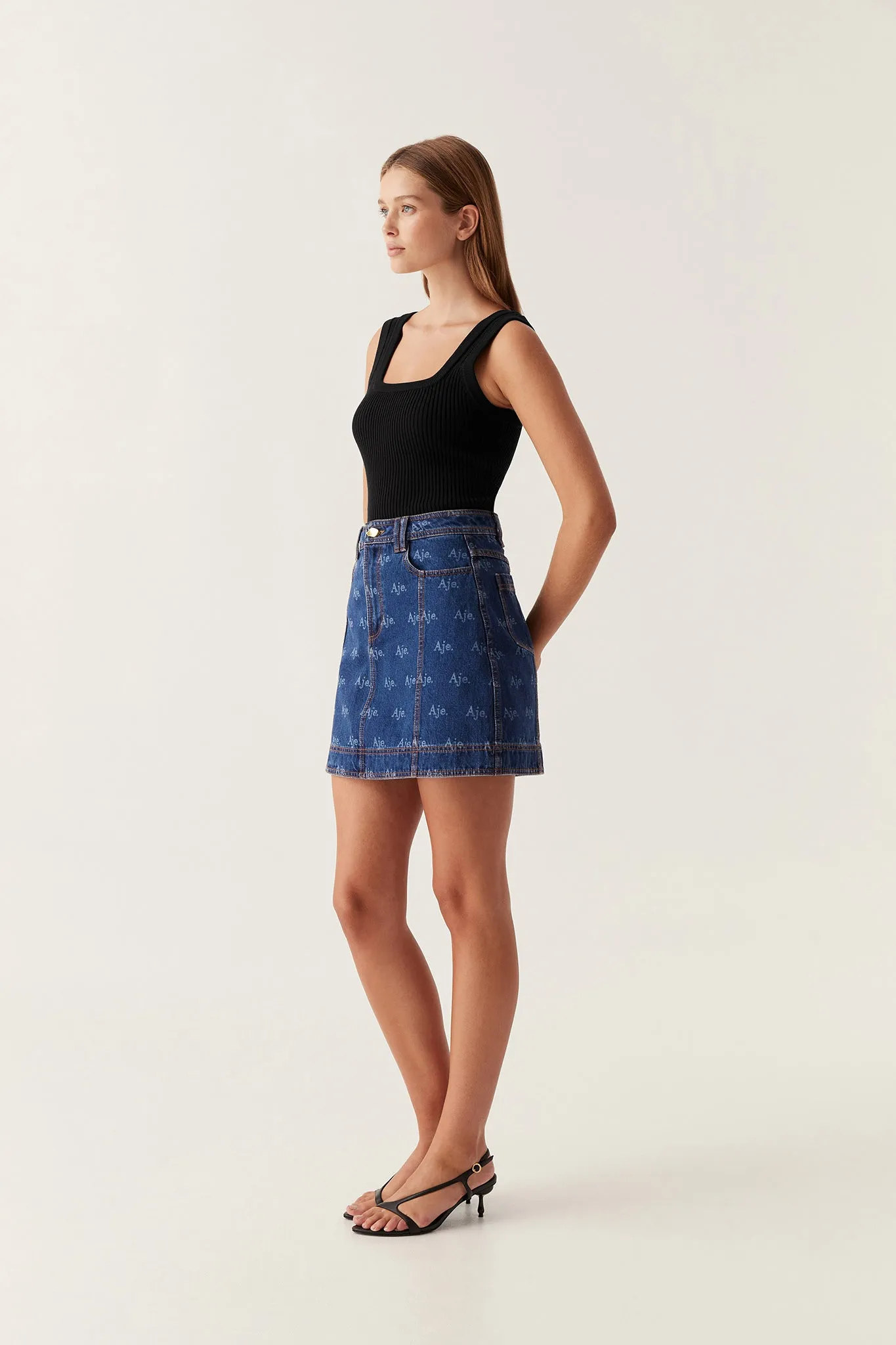 Ratio Logo Denim Mini Skirt sold by Aje product image thumbnail 3
