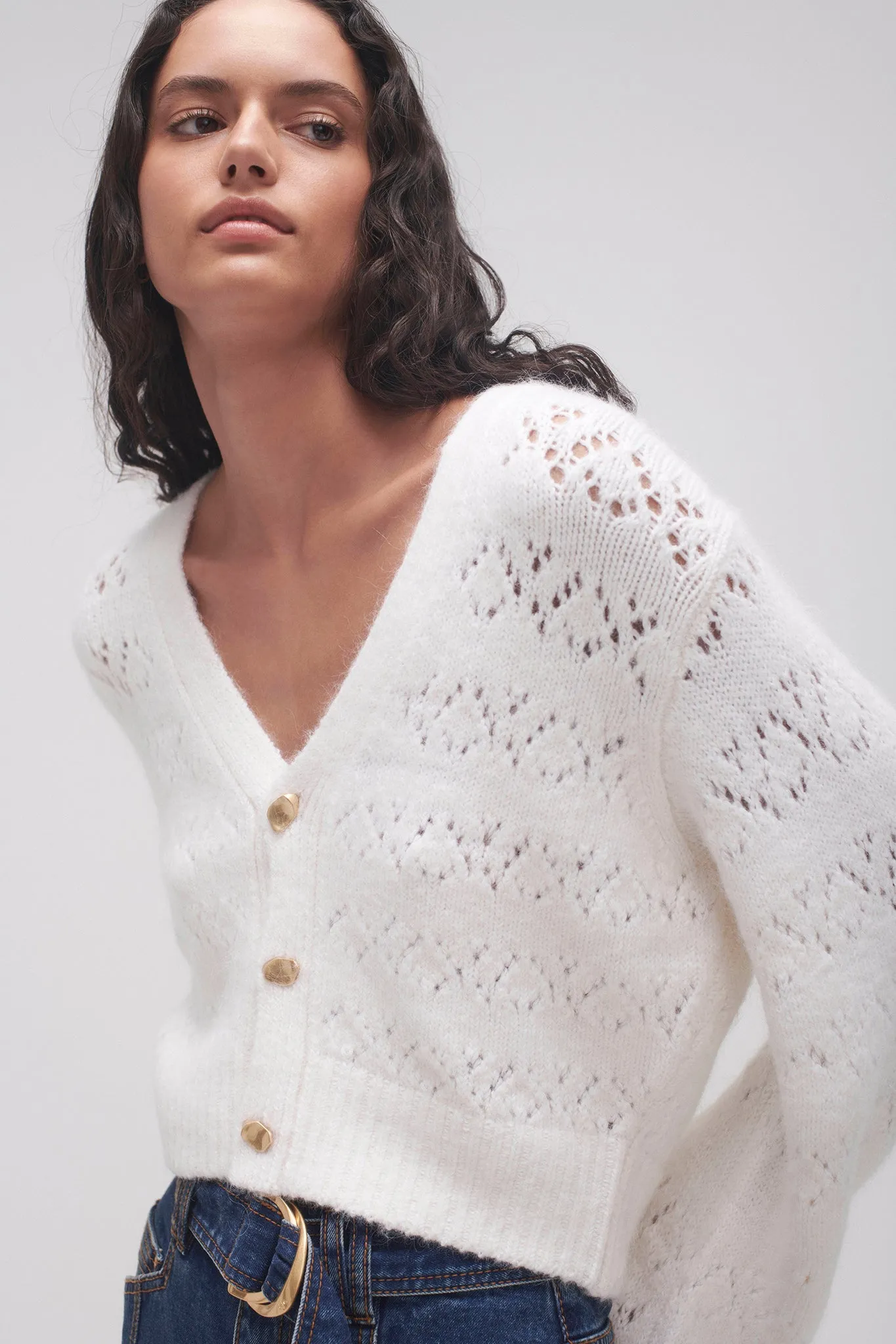 Grooves Lace Stitch Cardigan sold by Aje product image thumbnail 4