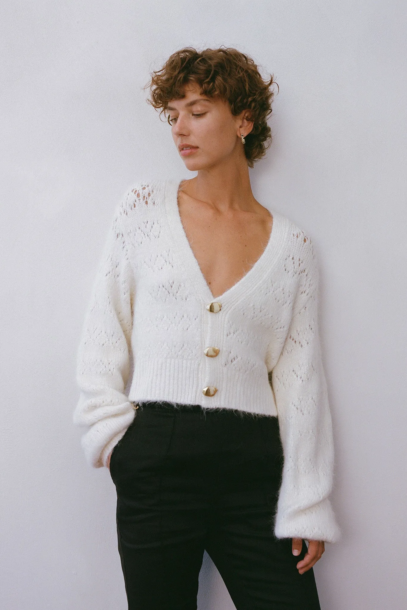 Grooves Lace Stitch Cardigan sold by Aje
