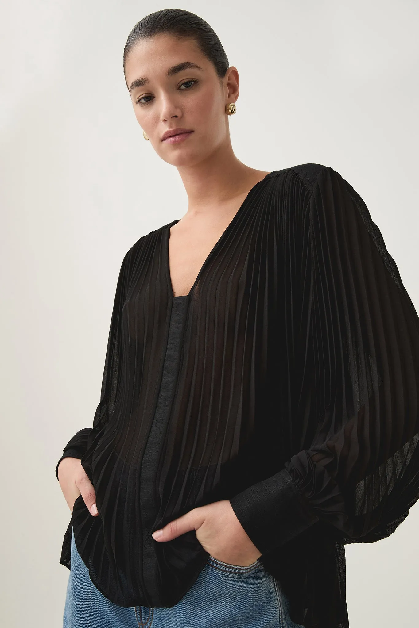 Cathedra Pleated Blouse sold by Aje