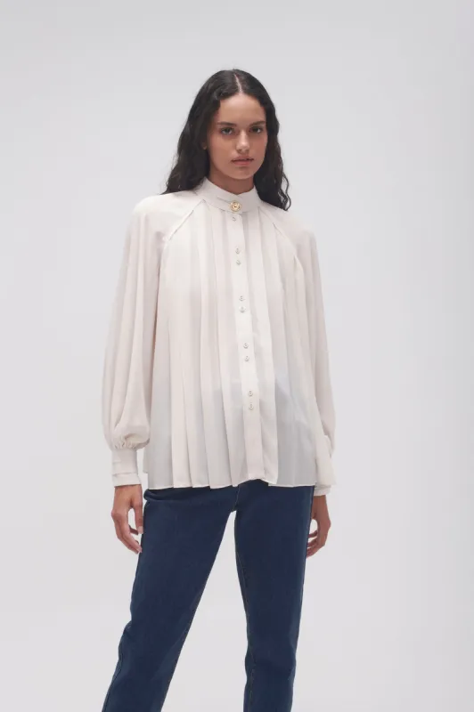 Beatrice Pleated Blouse made by Aje