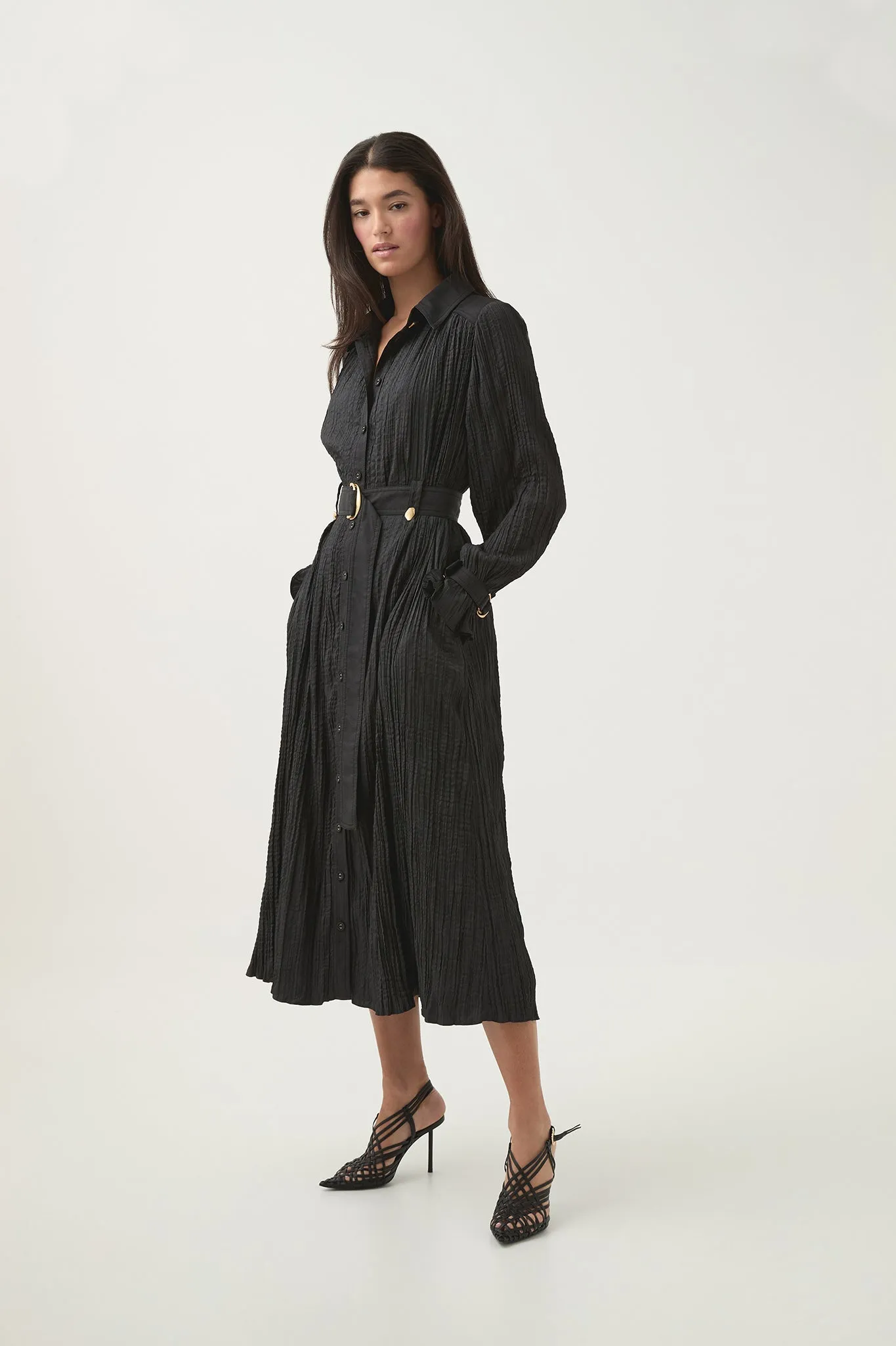 Bays Crushed Pleat Midi Dress sold by Aje