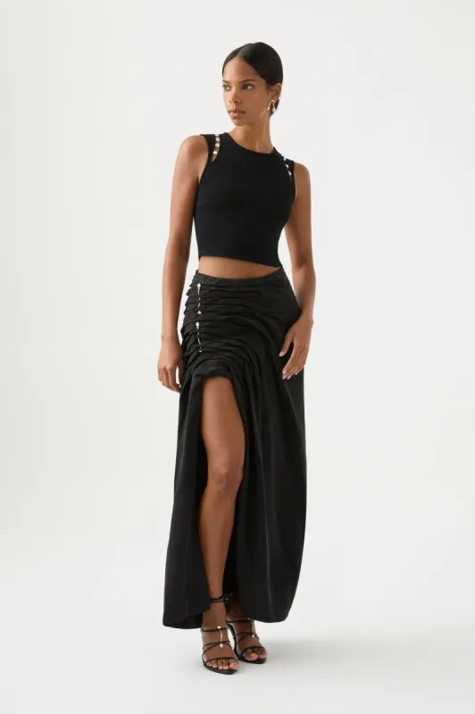 Mika Draped Split Midi Skirt sold by Aje