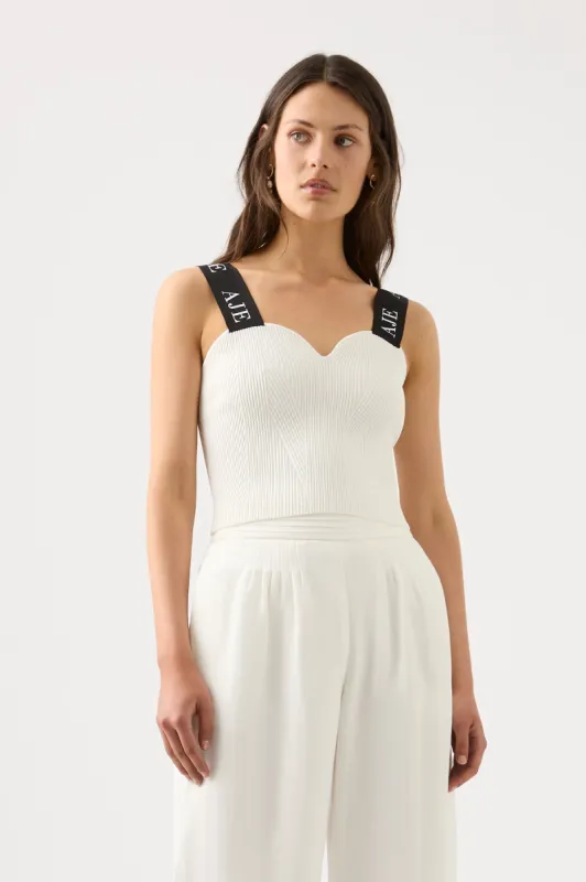 Mira Logo Strap Knit Bustier sold by Aje