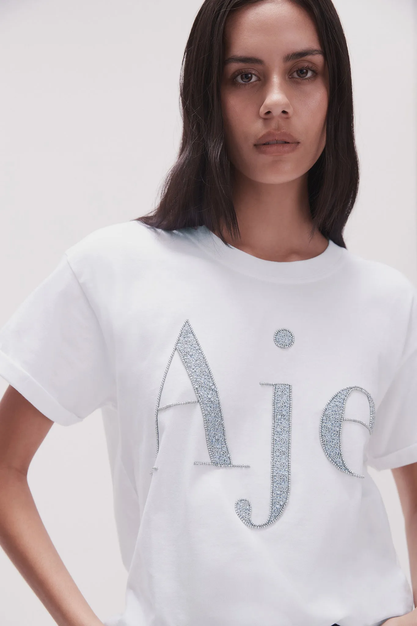 Ella Embellished Logo Tee sold by Aje