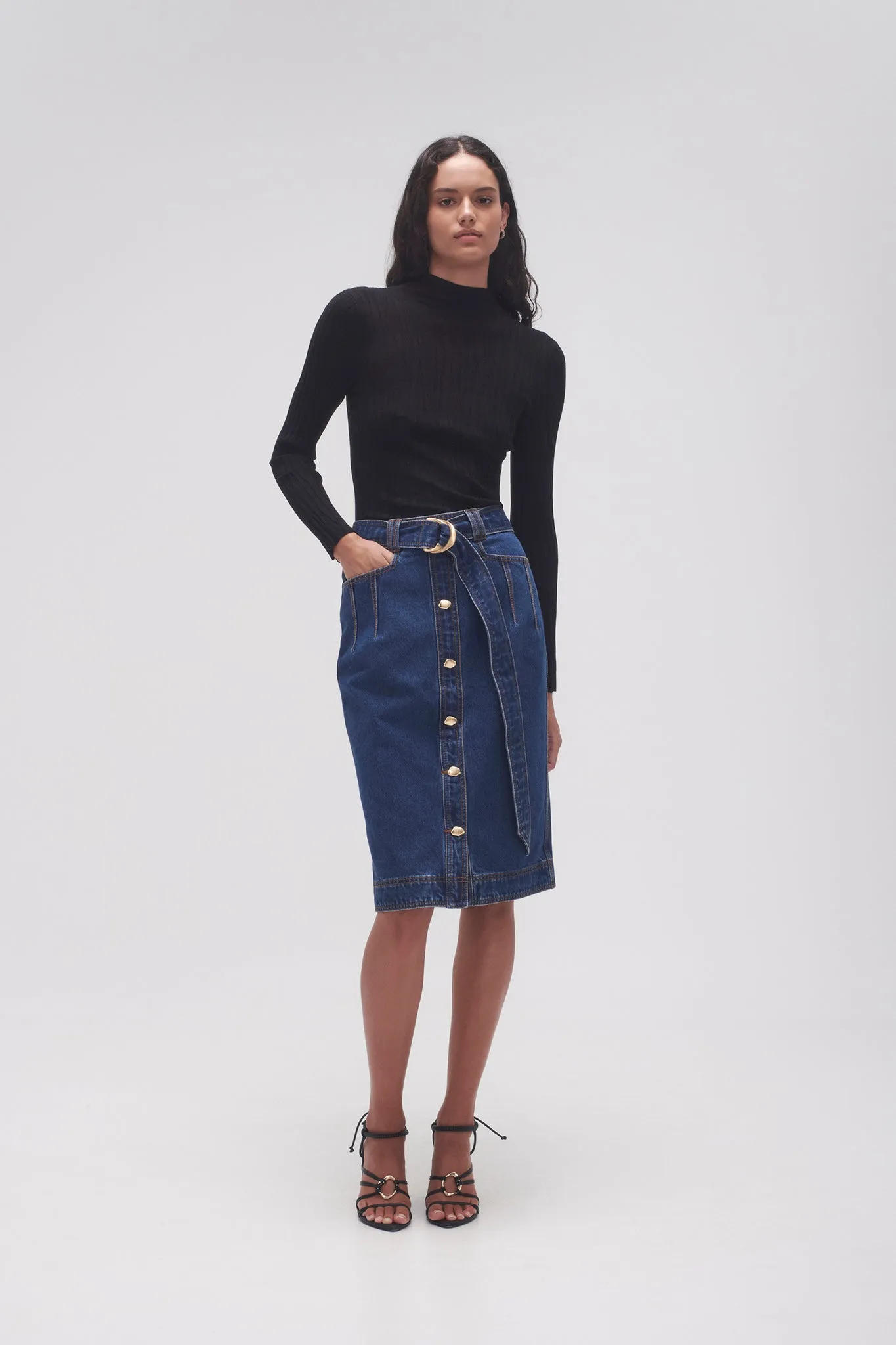 Colorado Denim Midi Skirt sold by Aje