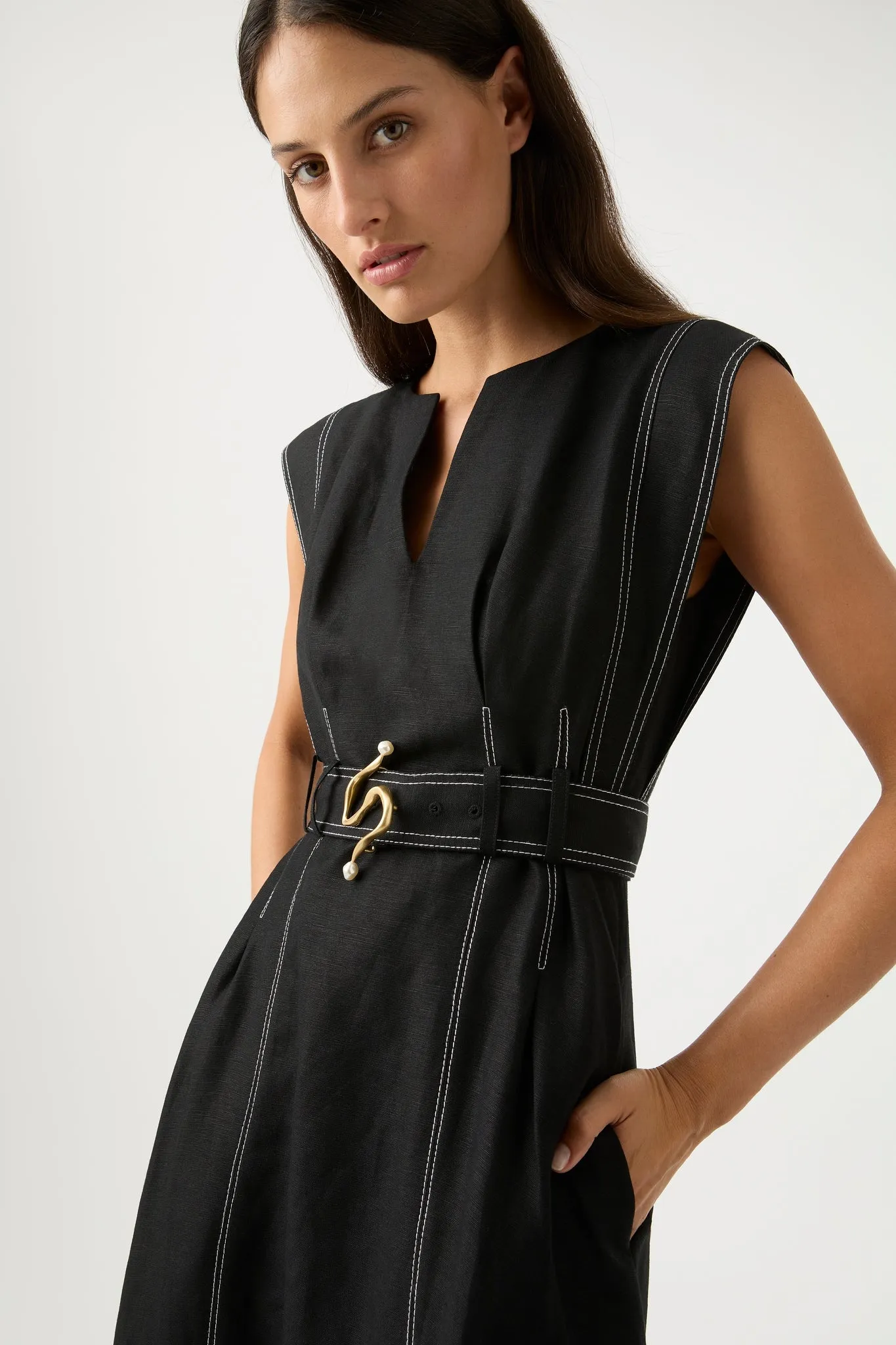 Beacon Structured Midi Dress sold by Aje product image thumbnail 4