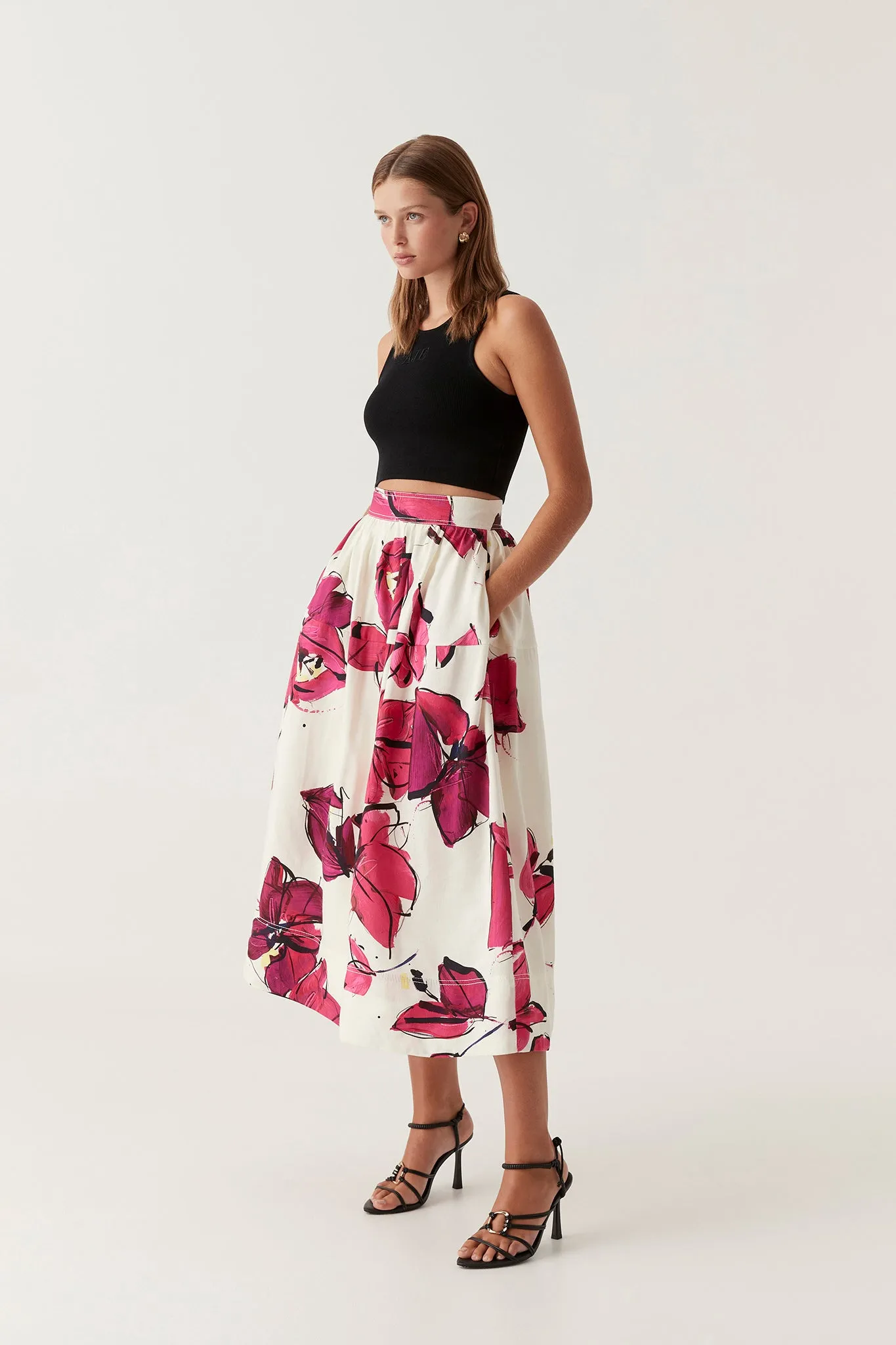 Lottie Gathered Midi Skirt sold by Aje product image thumbnail 3