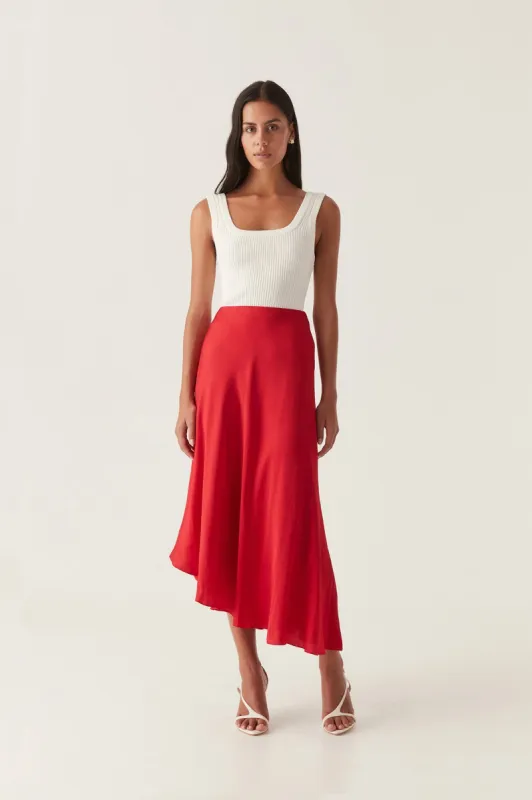 Valeria Asymmetric Midi Skirt sold by Aje