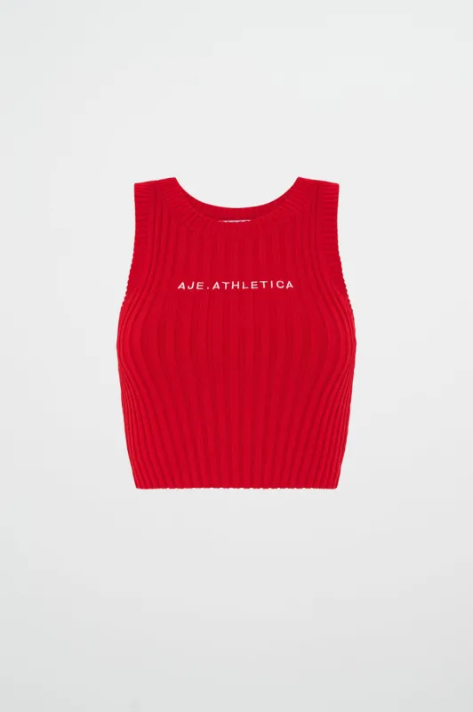 Cropped Knitted Logo Tank 135 sold by Aje
