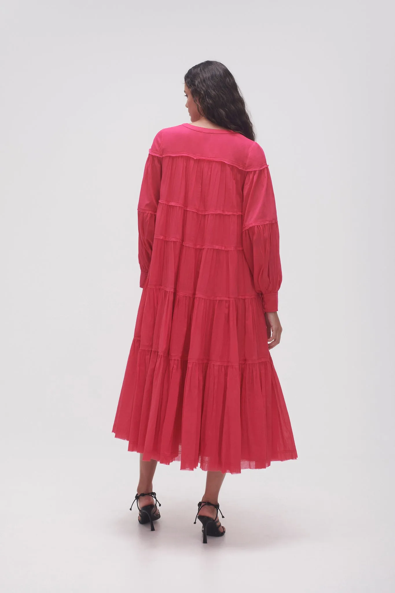 Sally Tiered Plunge Midi Dress sold by Aje product image thumbnail 5