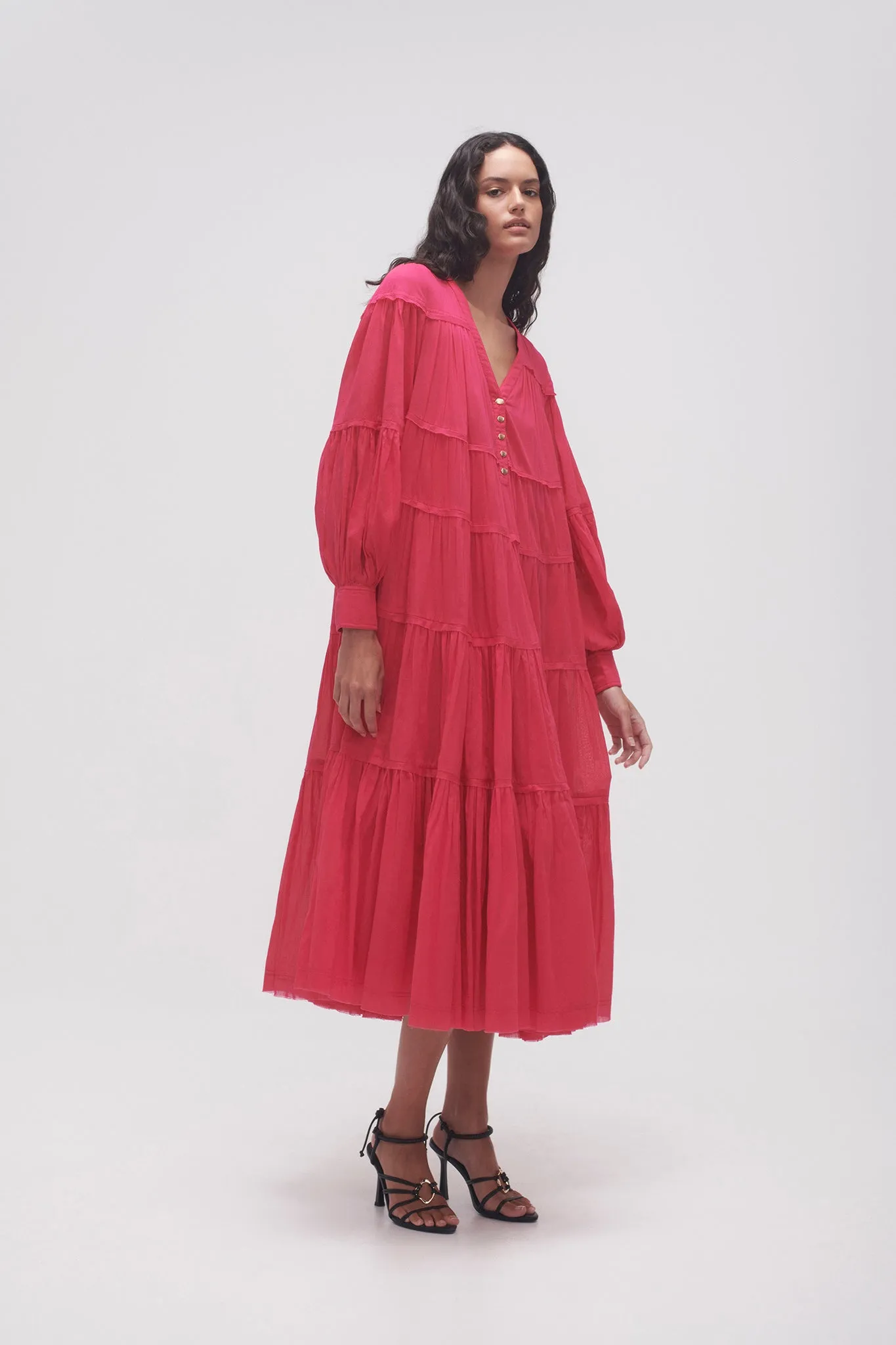 Sally Tiered Plunge Midi Dress sold by Aje product image thumbnail 3