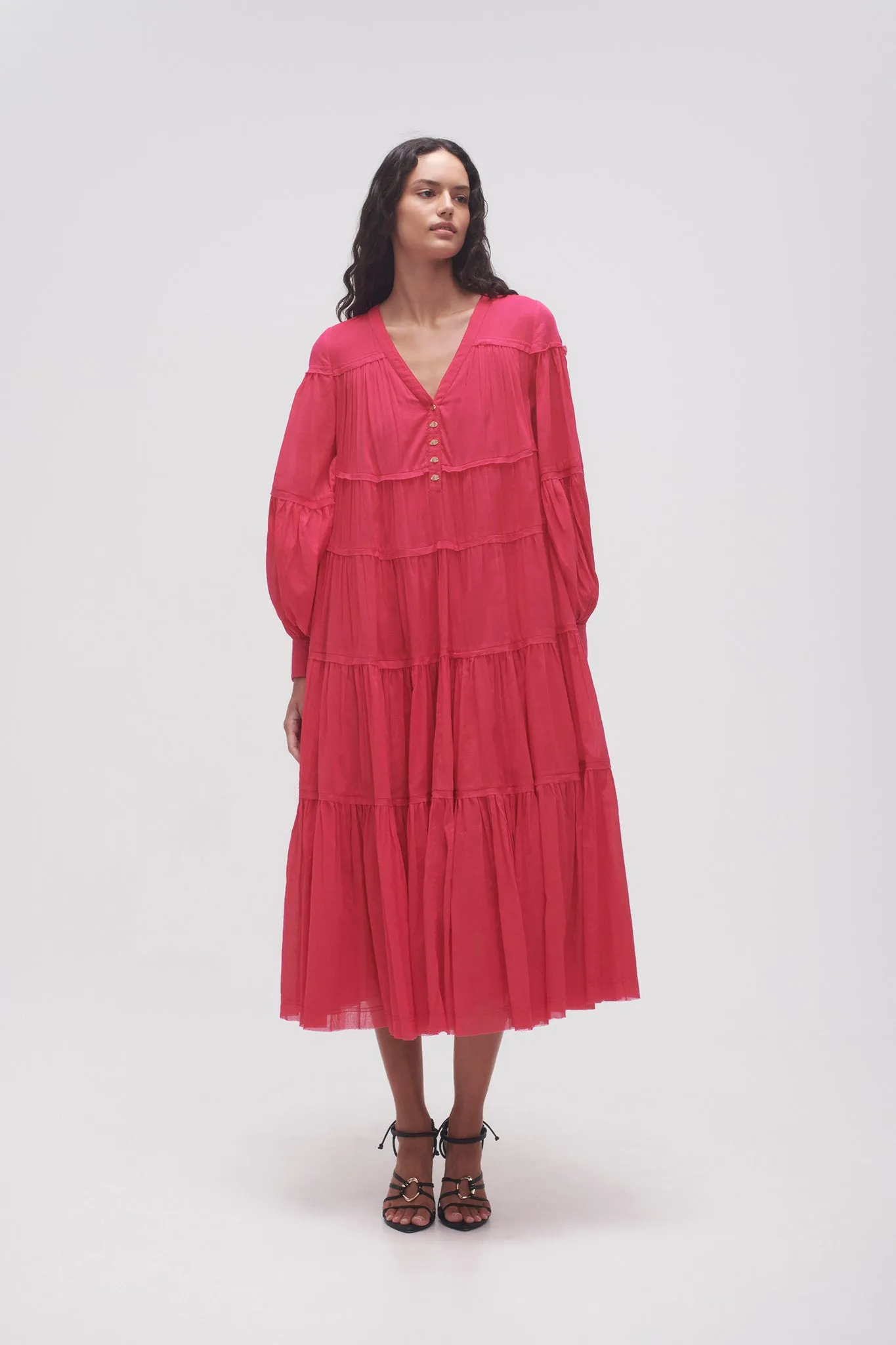 Sally Tiered Plunge Midi Dress sold by Aje