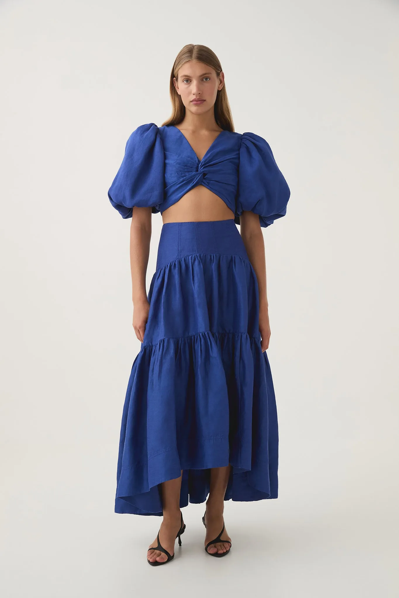 Reverb Gathered Midi Skirt sold by Aje