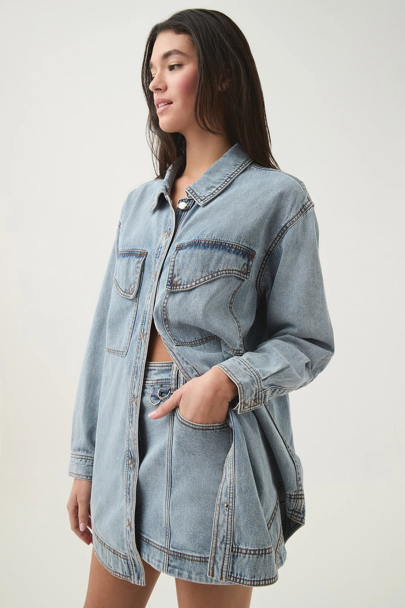 Corie Longline Denim Shirt sold by Aje product image thumbnail 5