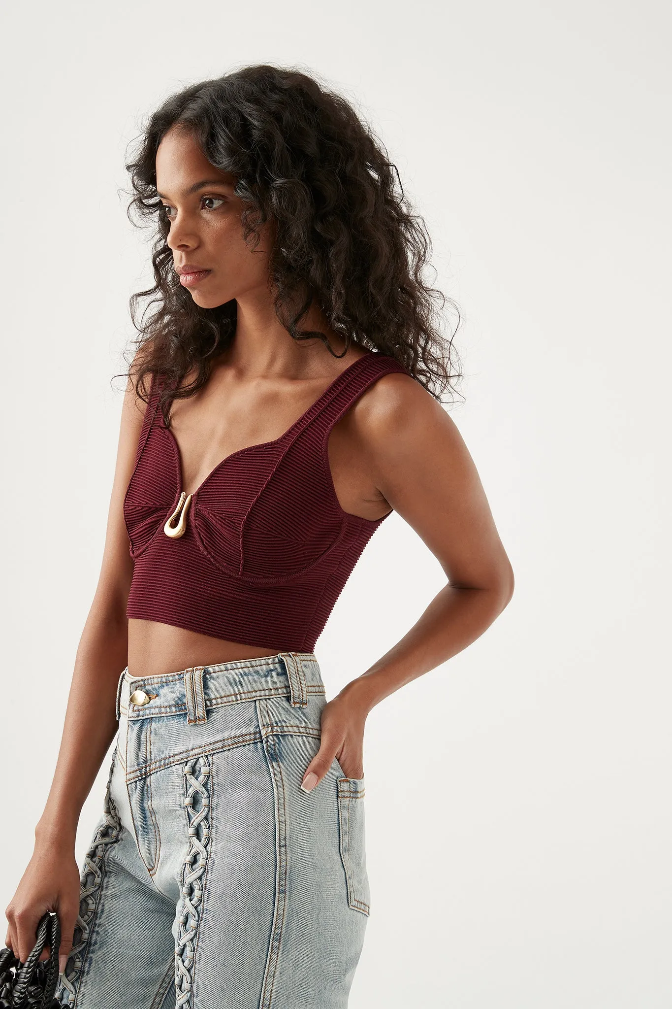 Clay Sculptural Knit Bralette sold by Aje product image thumbnail 3