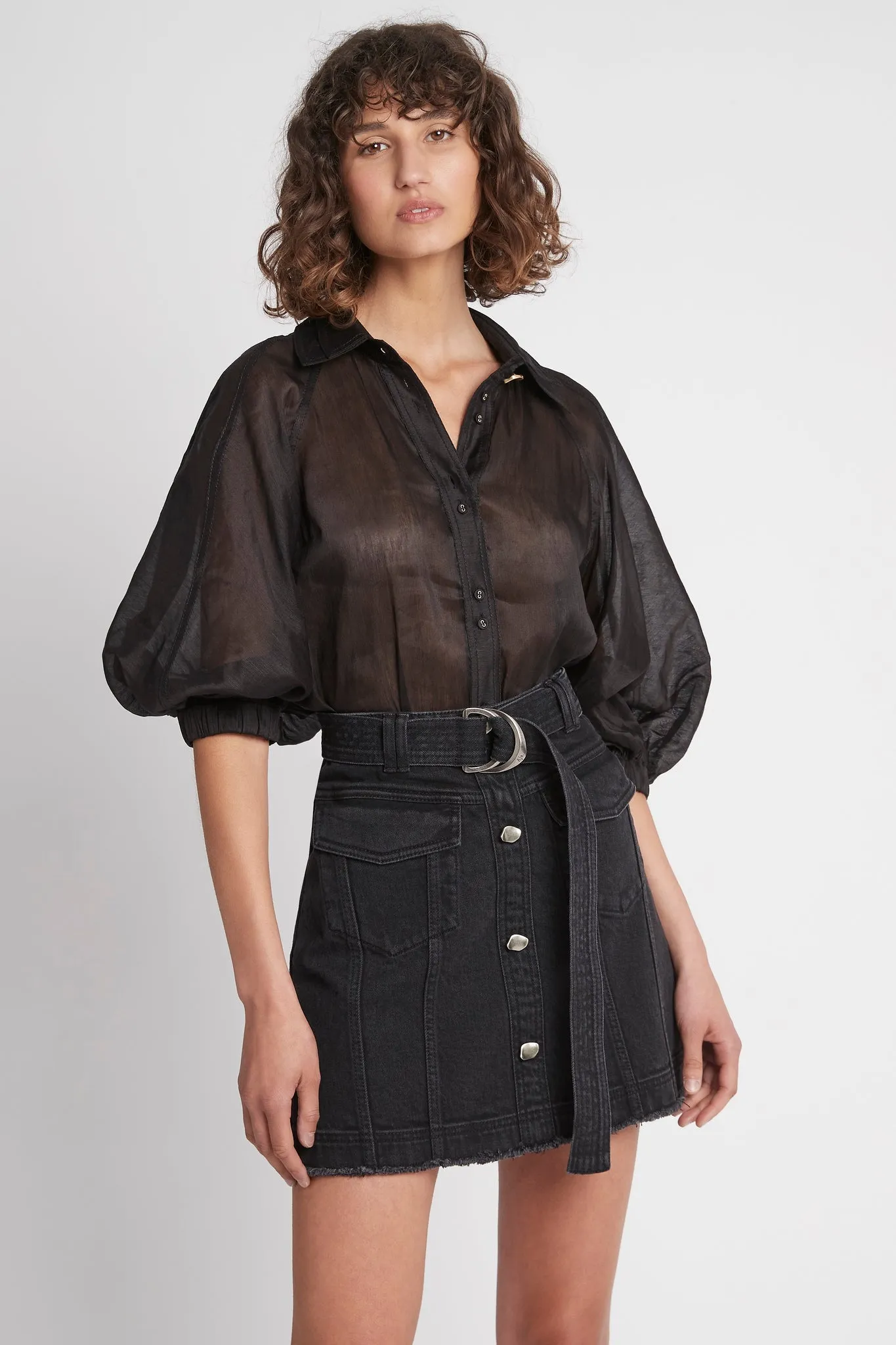 Arlow Denim Mini Skirt sold by Aje