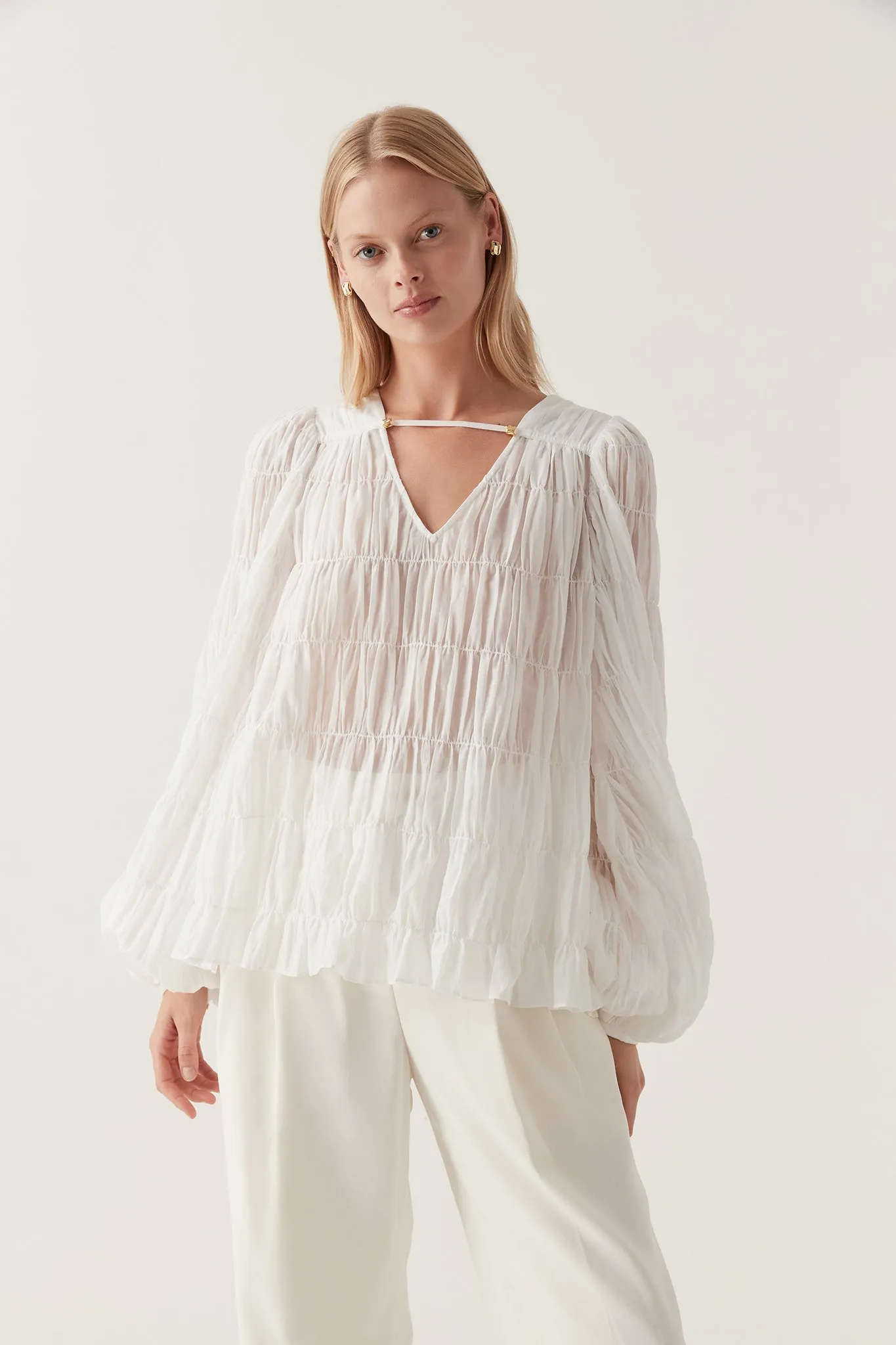 Evelina Ruched Blouse sold by Aje