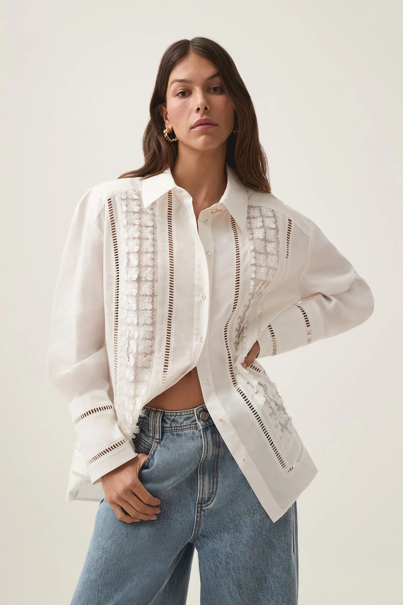 Alice Daisy Lace Shirt sold by Aje