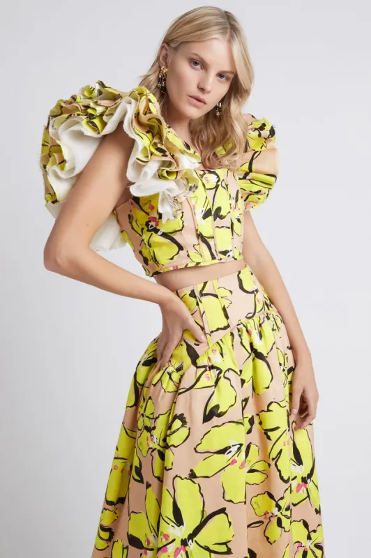 Pelicano Citrus Bloom Frill Cropped Top sold by Aje