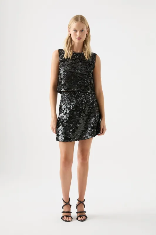 Cherie Sequin Mini Skirt sold by Aje