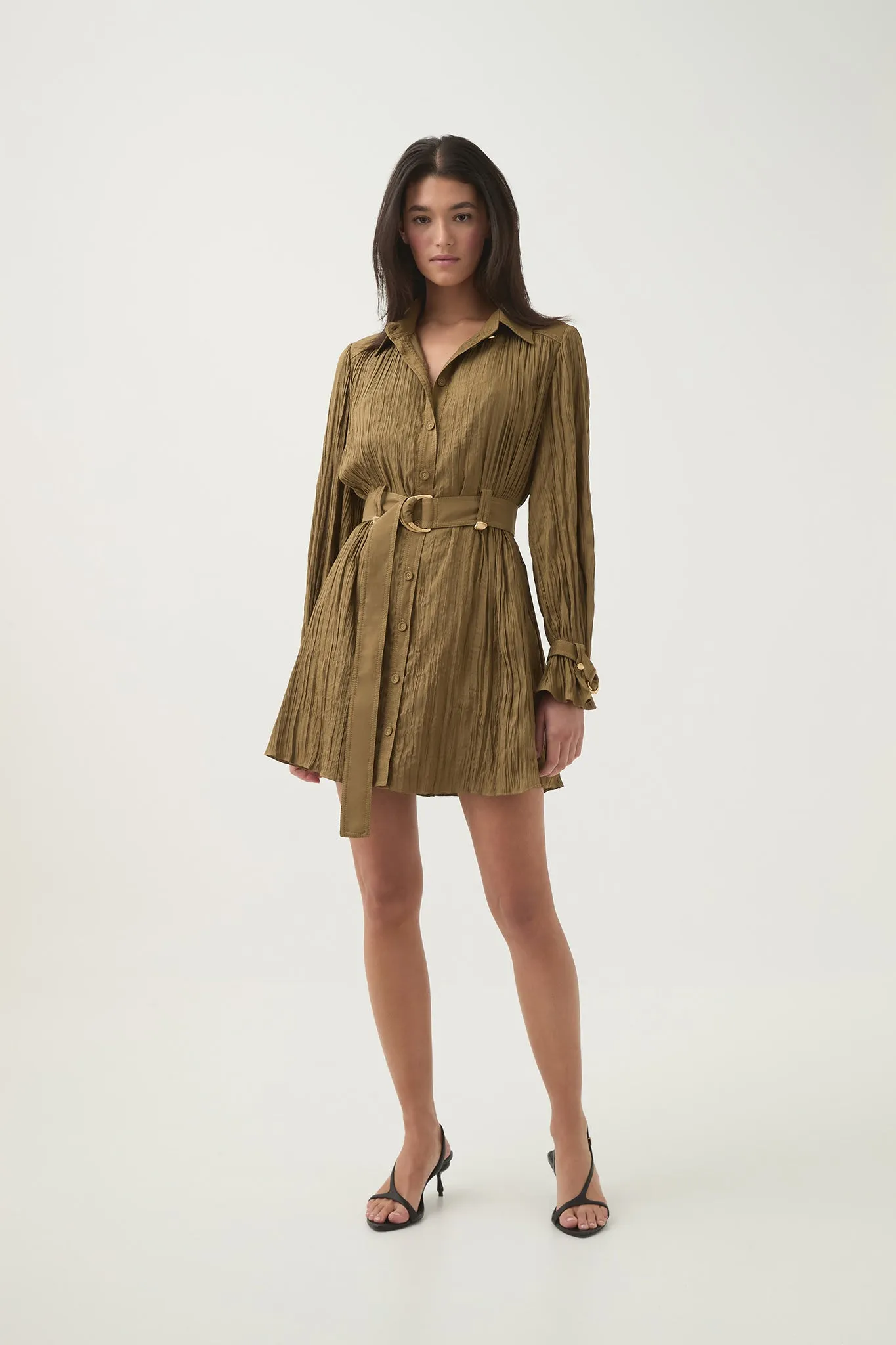 Bays Crushed Pleat Mini Dress sold by Aje