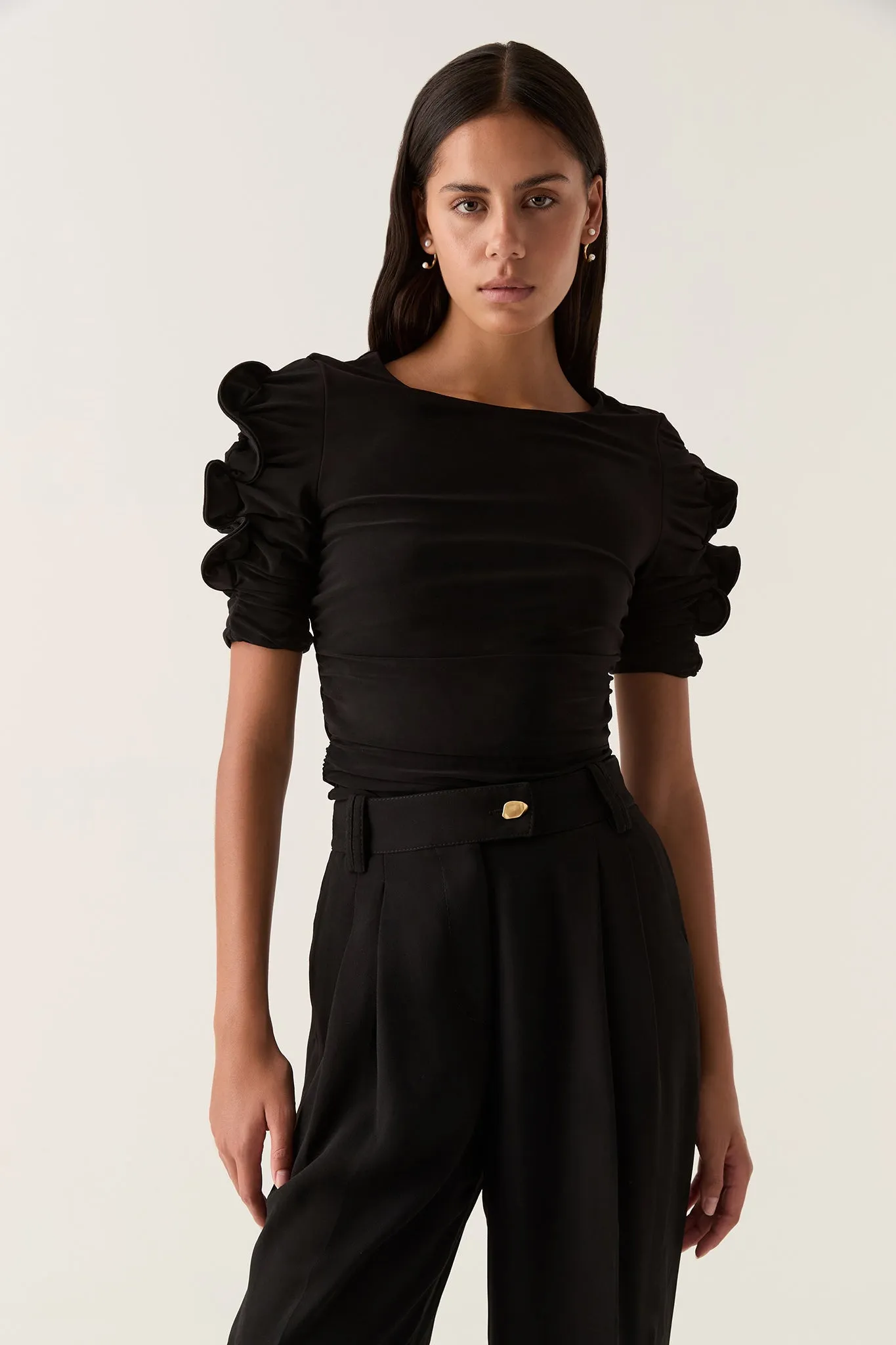 Elixir Gathered Jersey Top sold by Aje