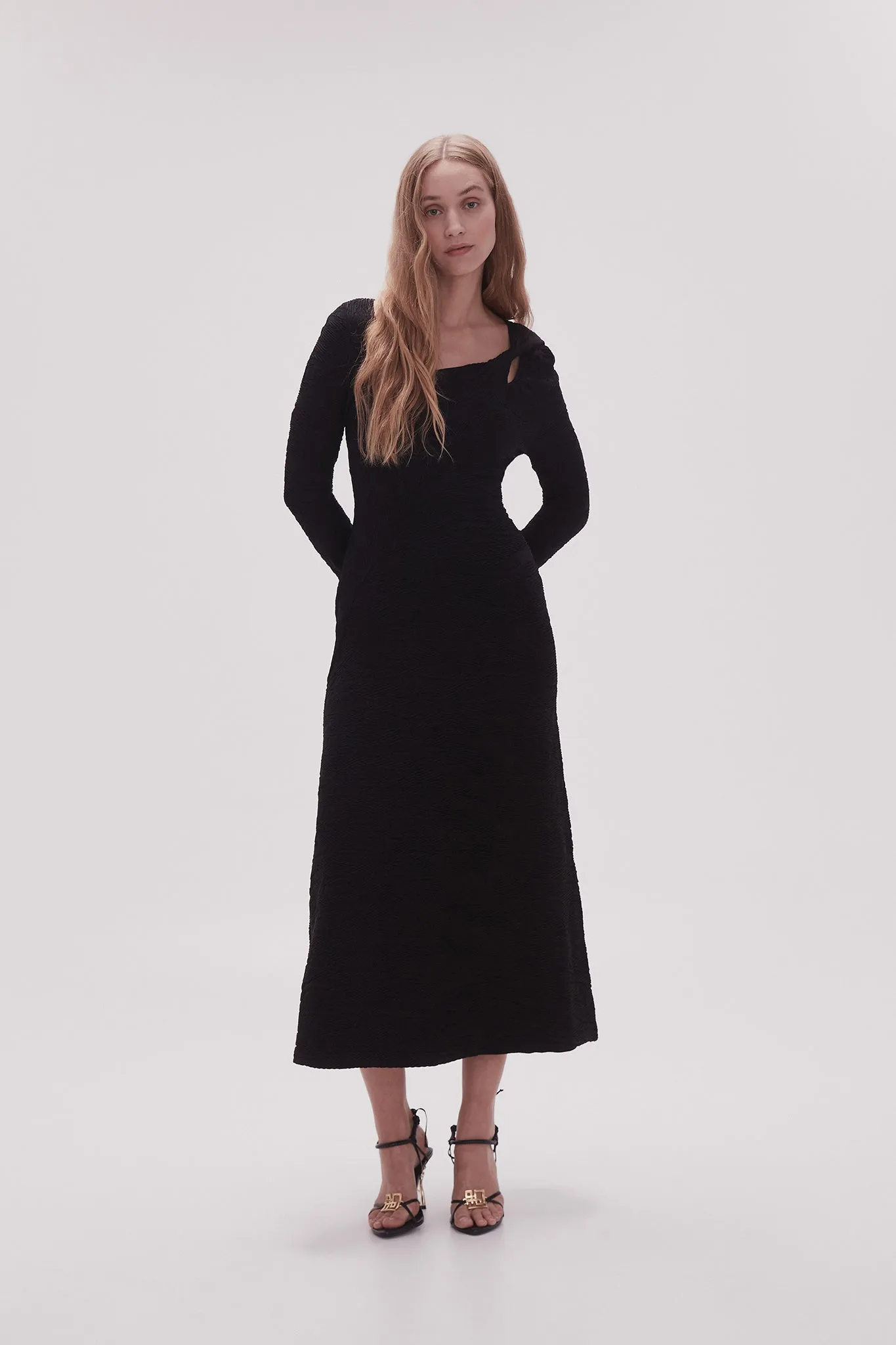 Celeste Twist Knit Midi Dress sold by Aje