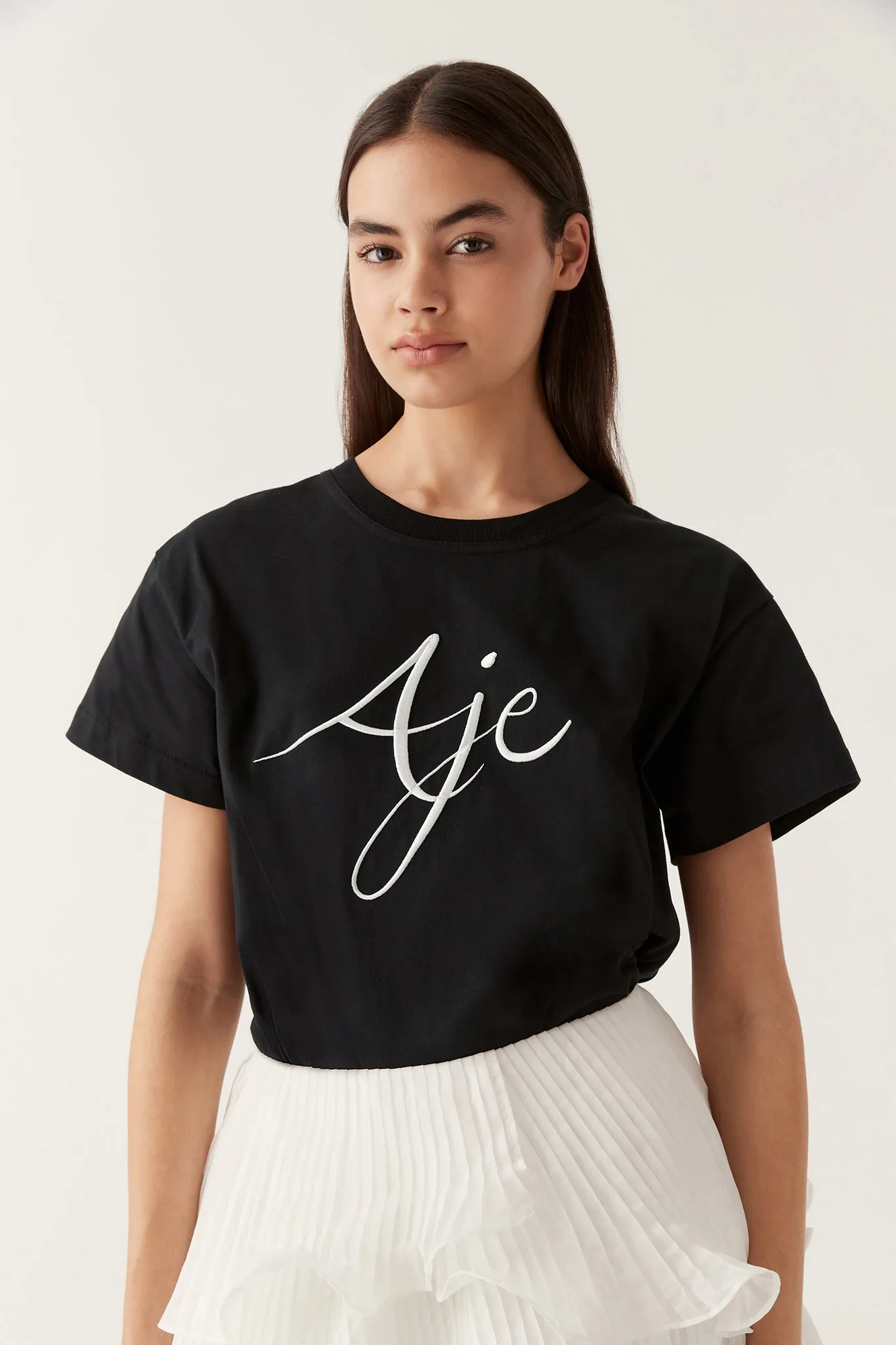 Zelle Embroidered Logo Tee sold by Aje