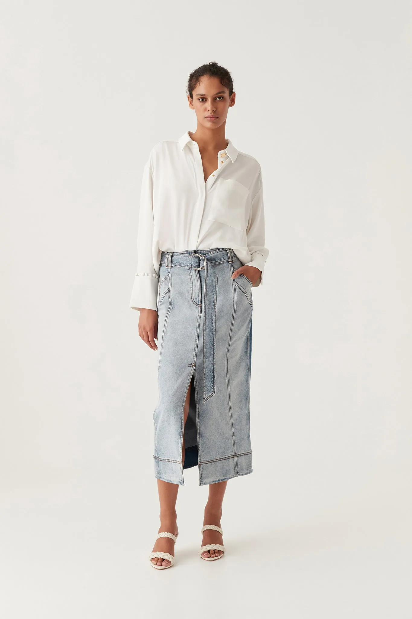 Riddle Buttoned Crepe Shirt sold by Aje product image thumbnail 5