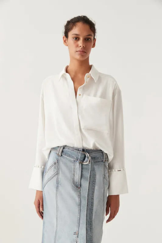 Riddle Buttoned Crepe Shirt sold by Aje