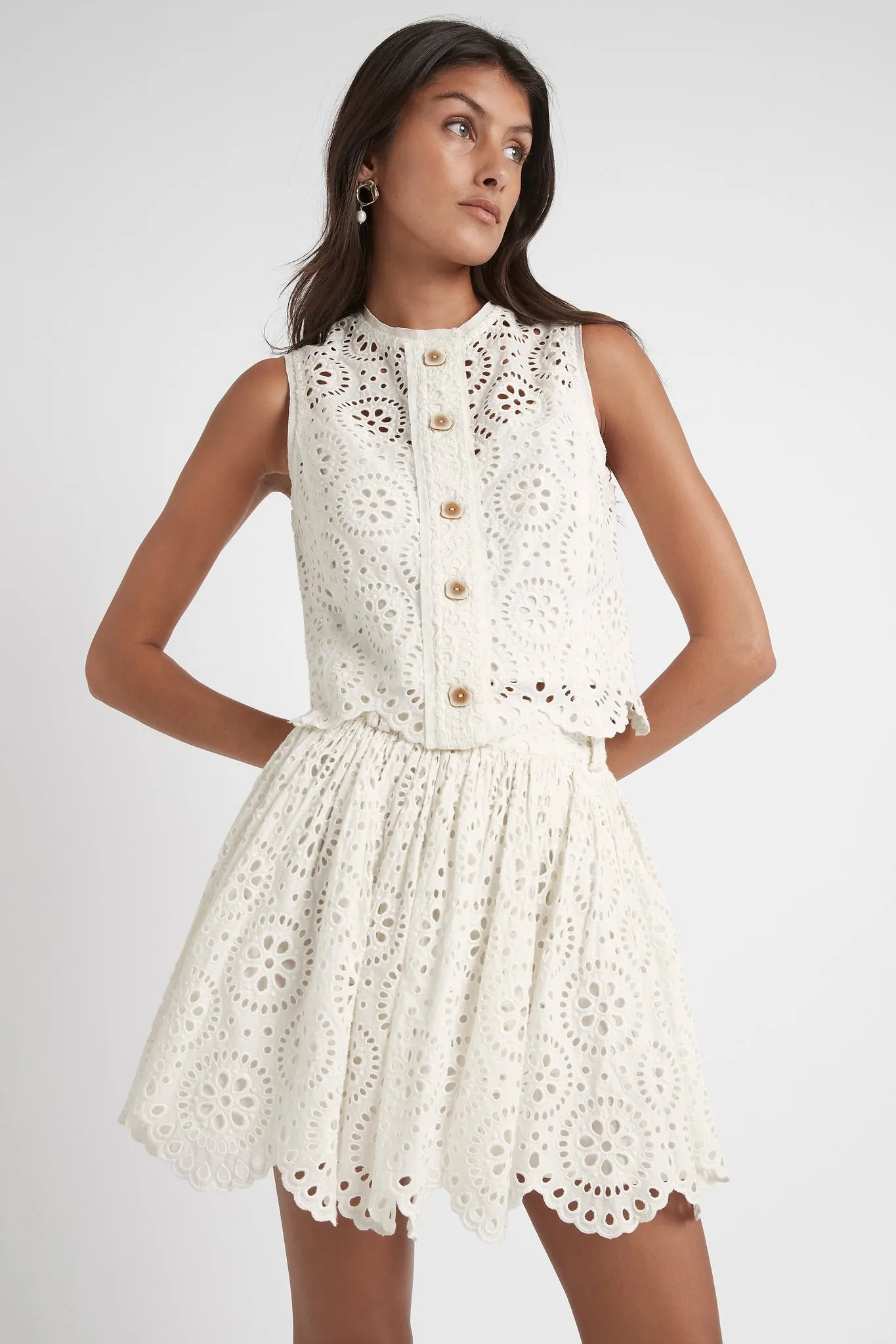 Salita Broderie Skirt sold by Aje