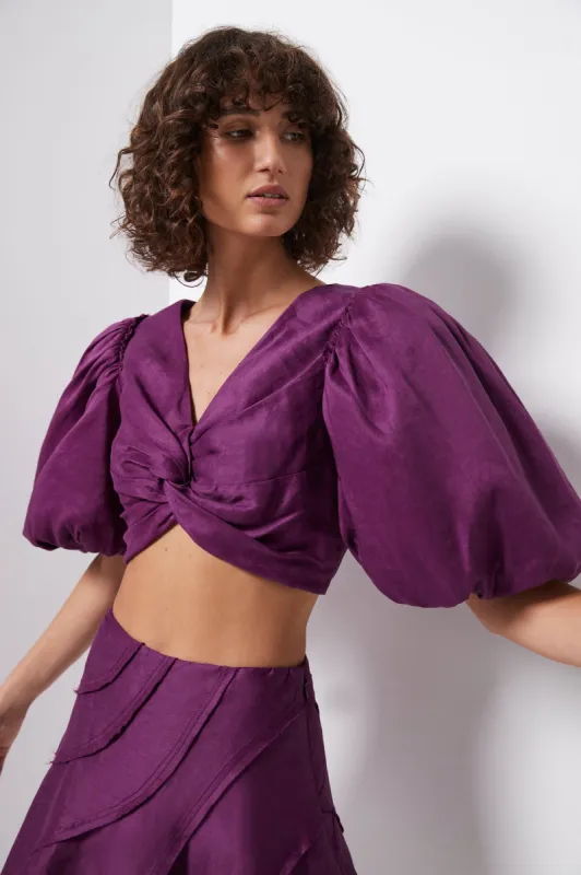 Reverb Puff Sleeve Cropped Top sold by Aje