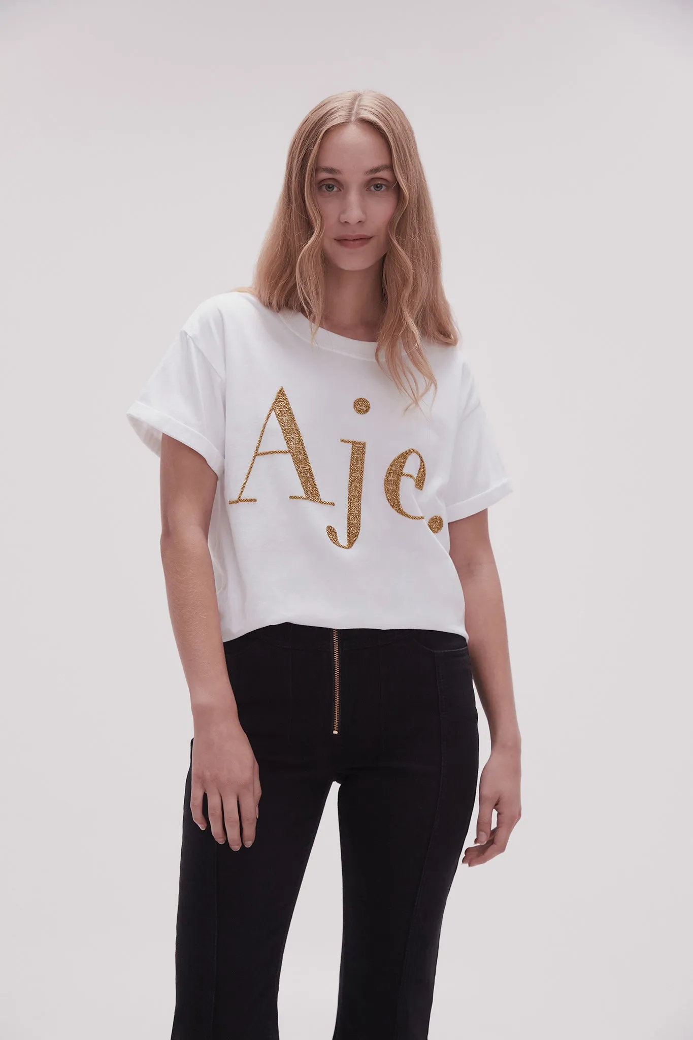 Flossie Embellished Logo Tee sold by Aje