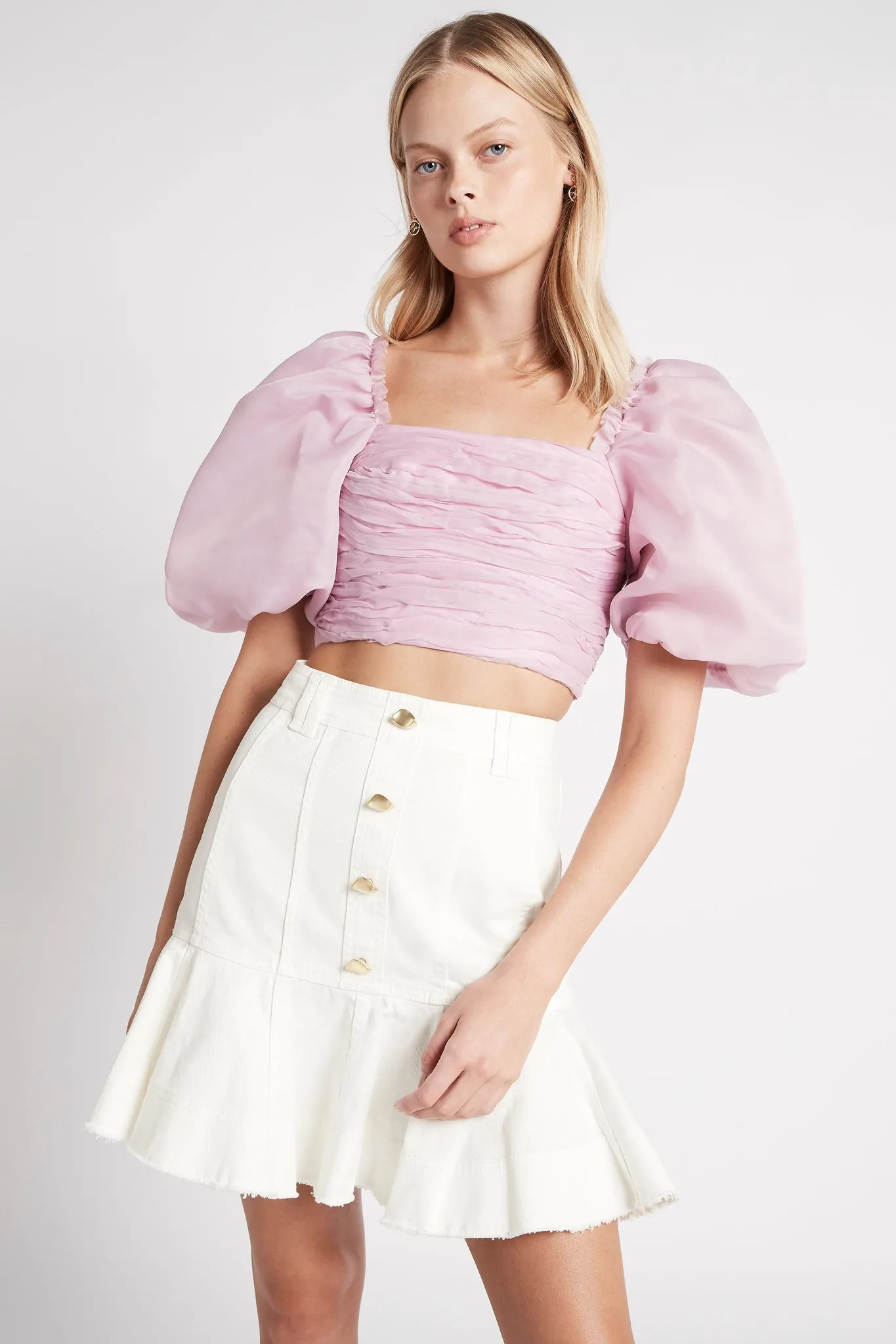 Myriad Puff Sleeve Cropped Top sold by Aje