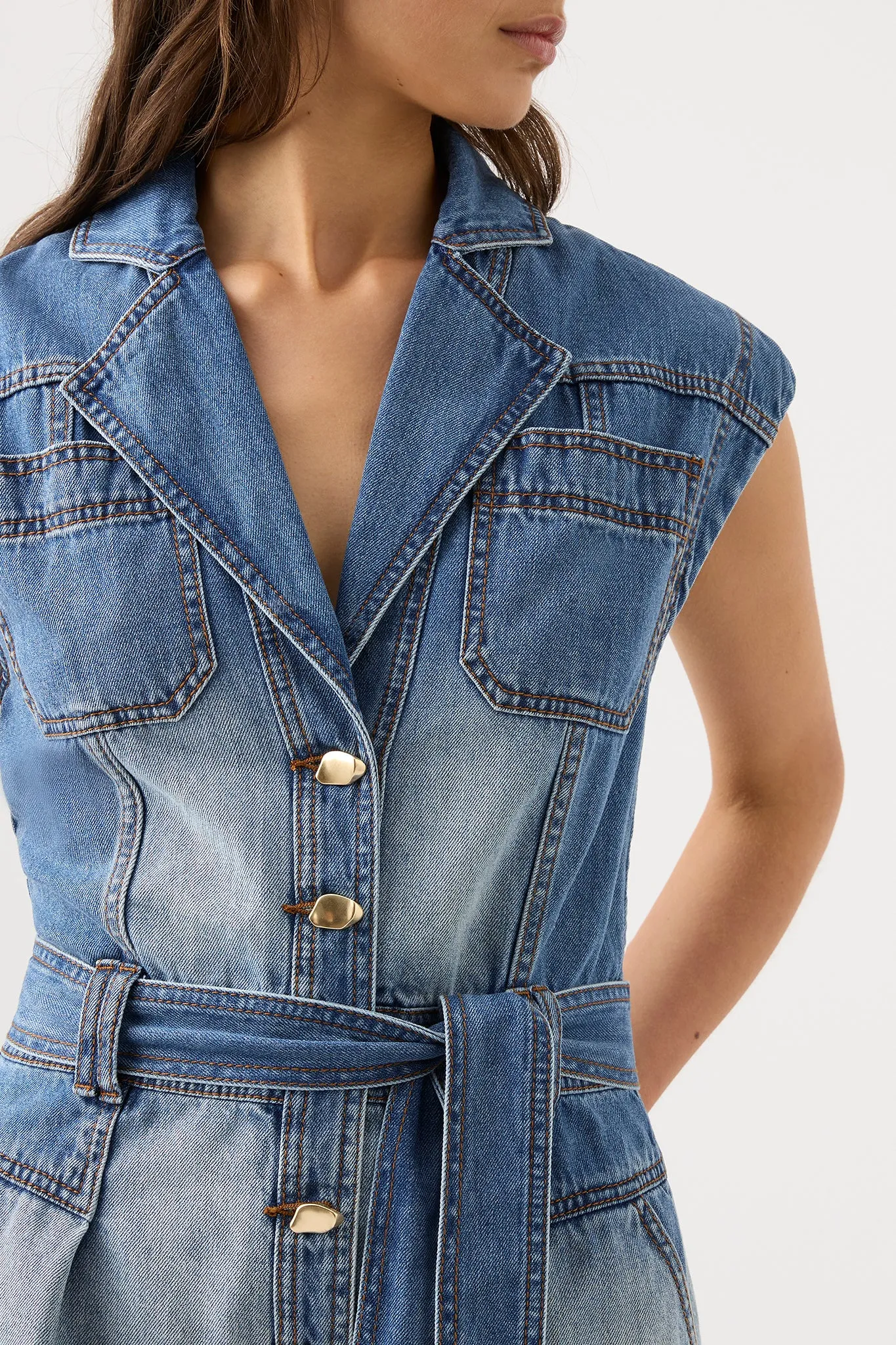 Ines Panelled Denim Playsuit sold by Aje product image thumbnail 3