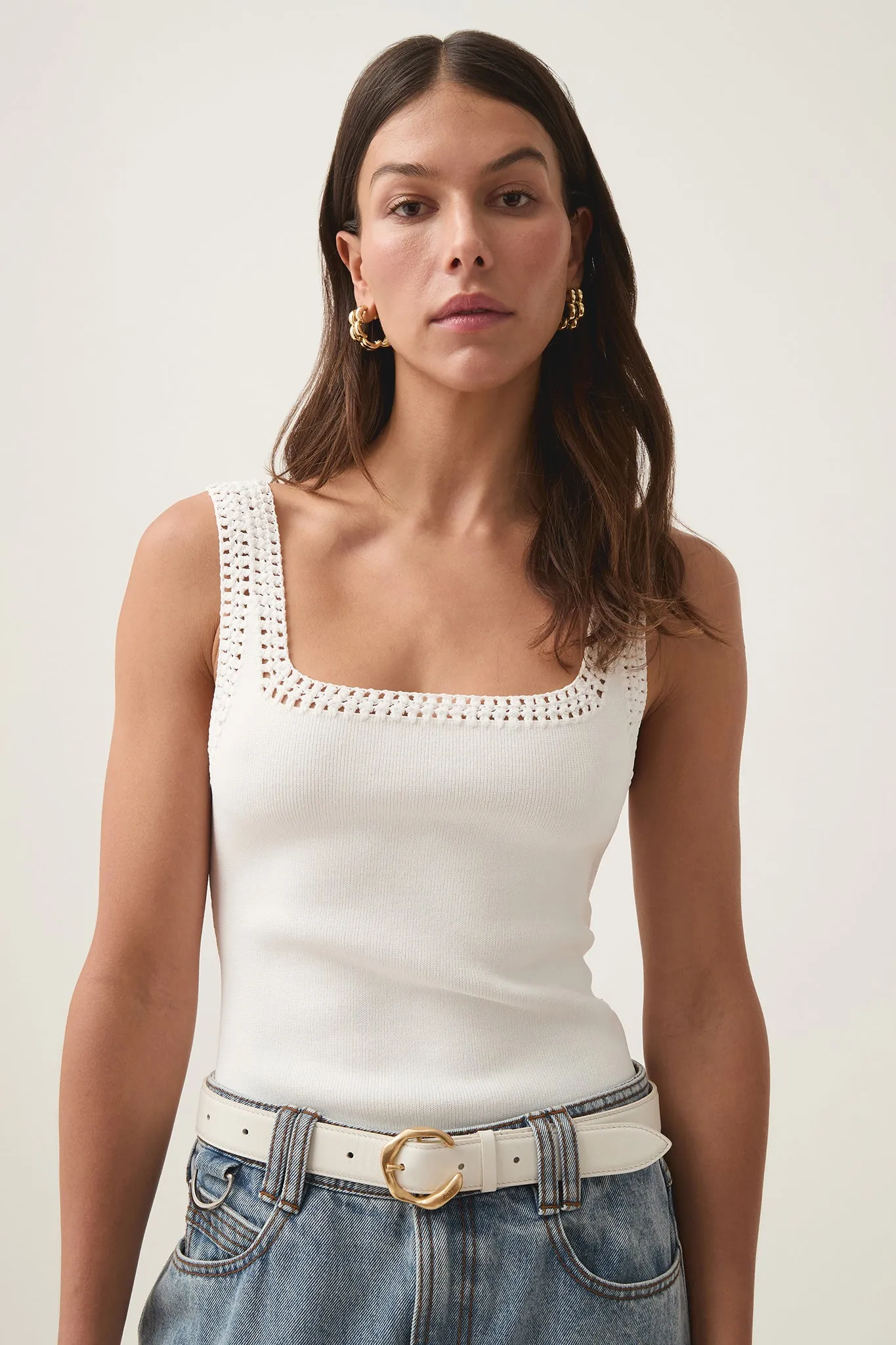 Tazia Crocheted Edge Tank sold by Aje