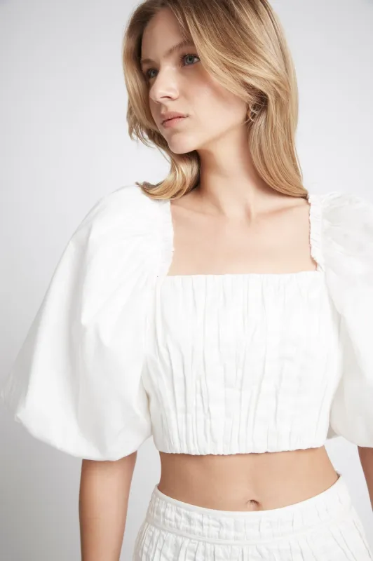 Enamour Puff Sleeve Cropped Top sold by Aje