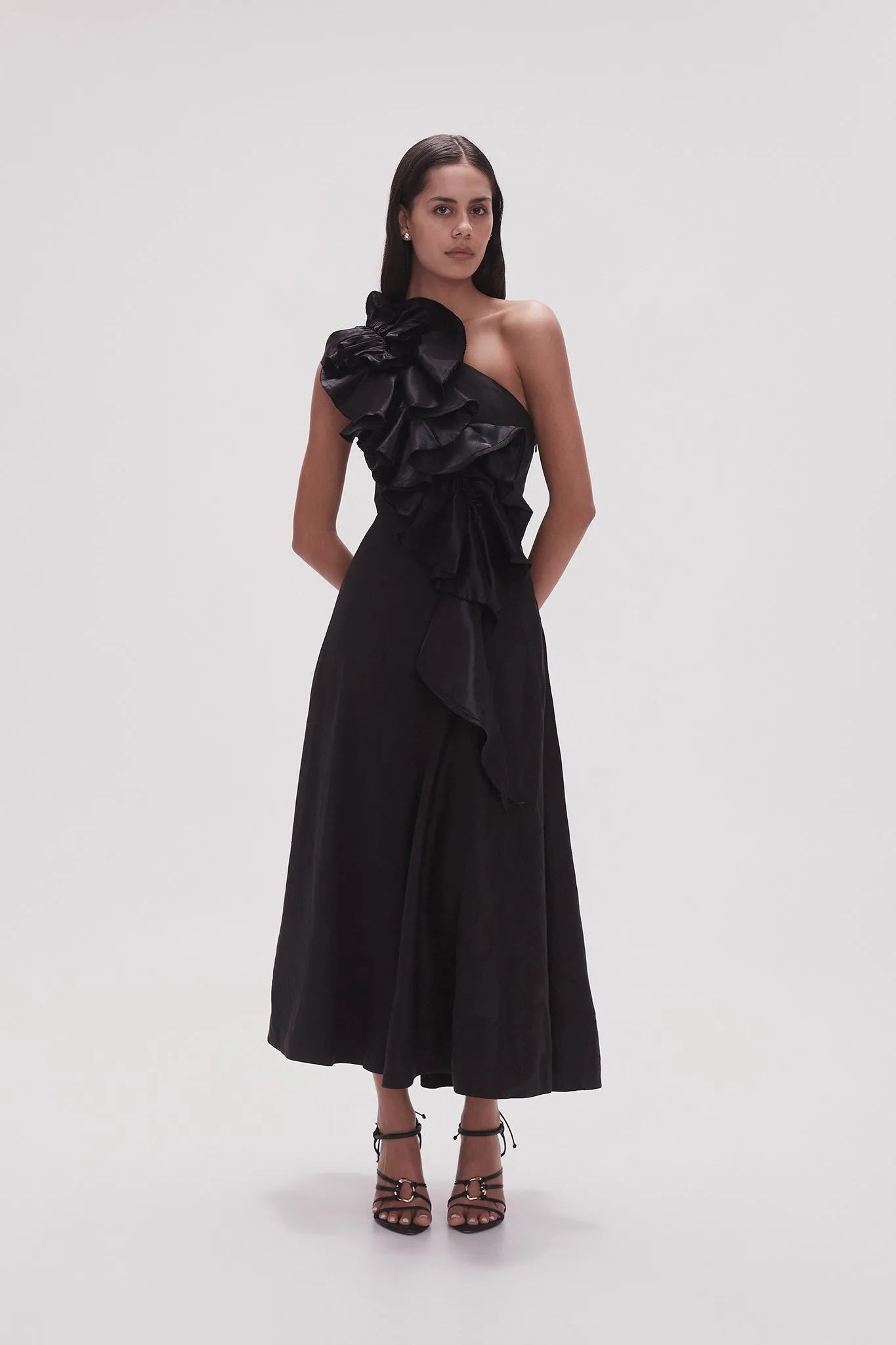 Adelia Ruffle Midi Dress sold by Aje