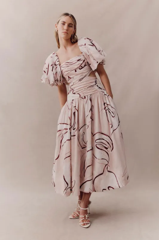 Marianne Ruched Midi Dress sold by Aje