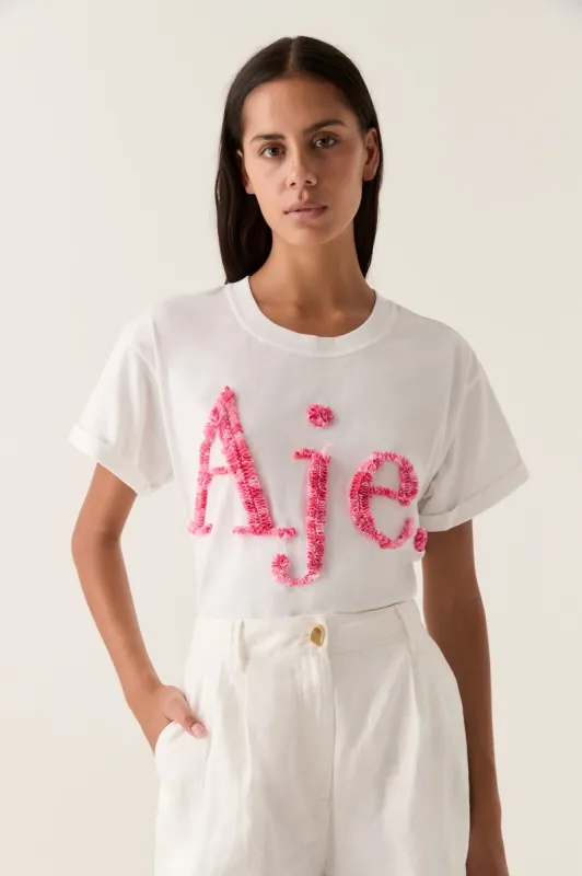 Rayna Ruched Logo Tee sold by Aje