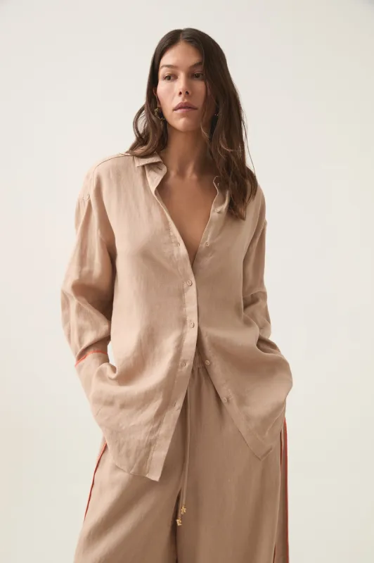 Drawn Washed Linen Shirt sold by Aje