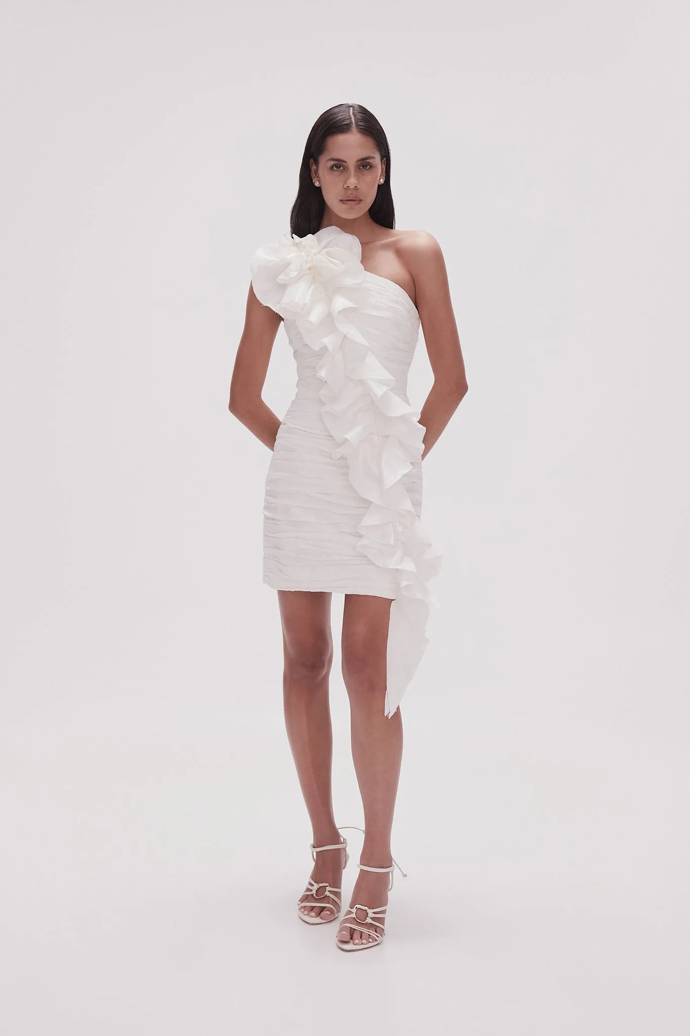 Adelia Ruffle Mini Dress sold by Aje