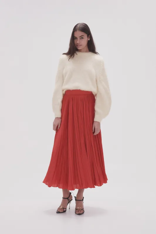 Wondrous Pleated Satin Skirt sold by Aje