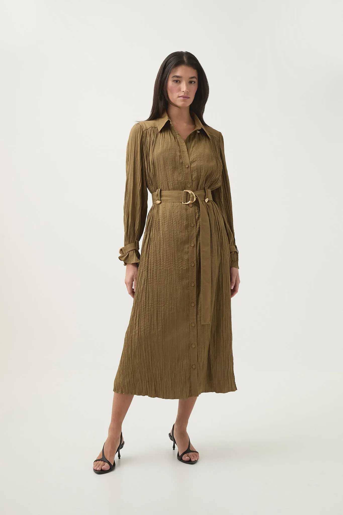 Bays Crushed Pleat Midi Dress sold by Aje