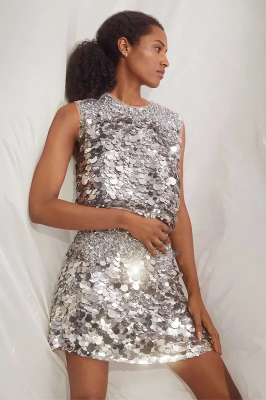 Cherie Sequin Mini Skirt sold by Aje