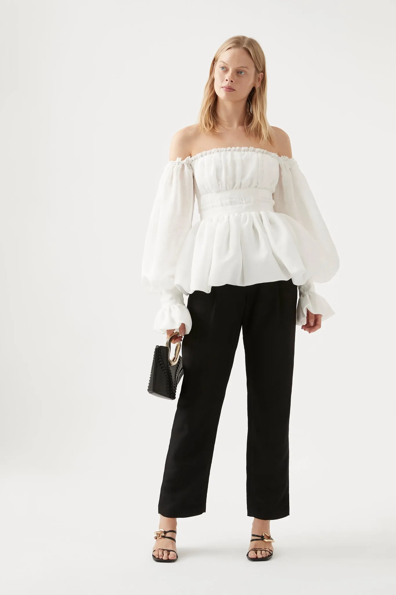 【dium.】DU240712 Design shoulder tops $320 NWT PARKER SzXS RUFFLE COLD SHOULDER LONG SLEEVE FLORAL