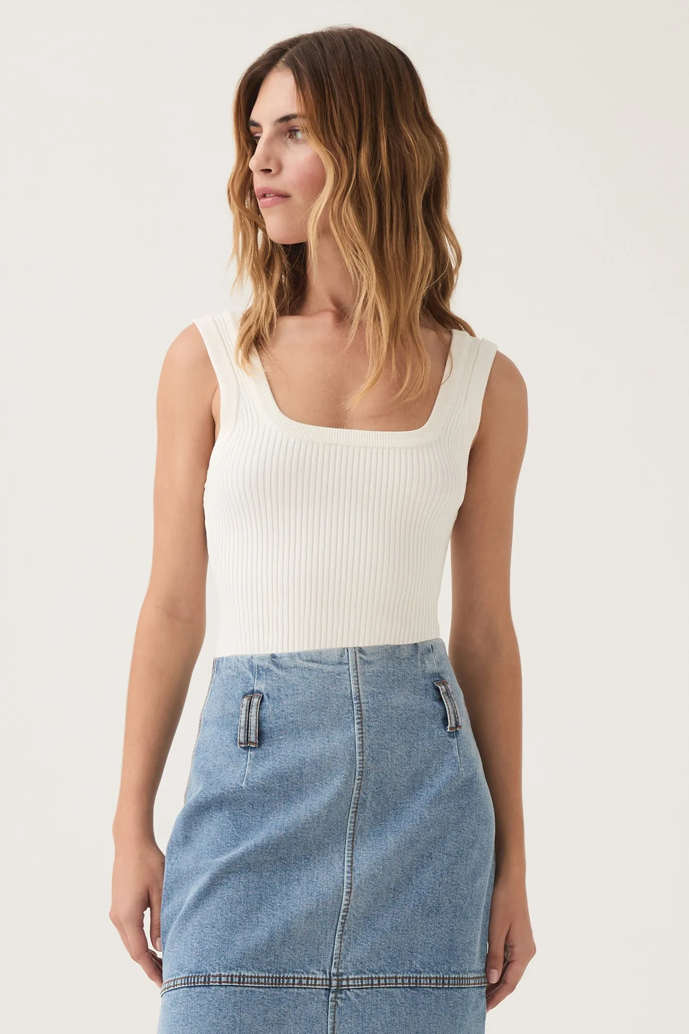 Bronte Scoop Neck Rib Tank sold by Aje