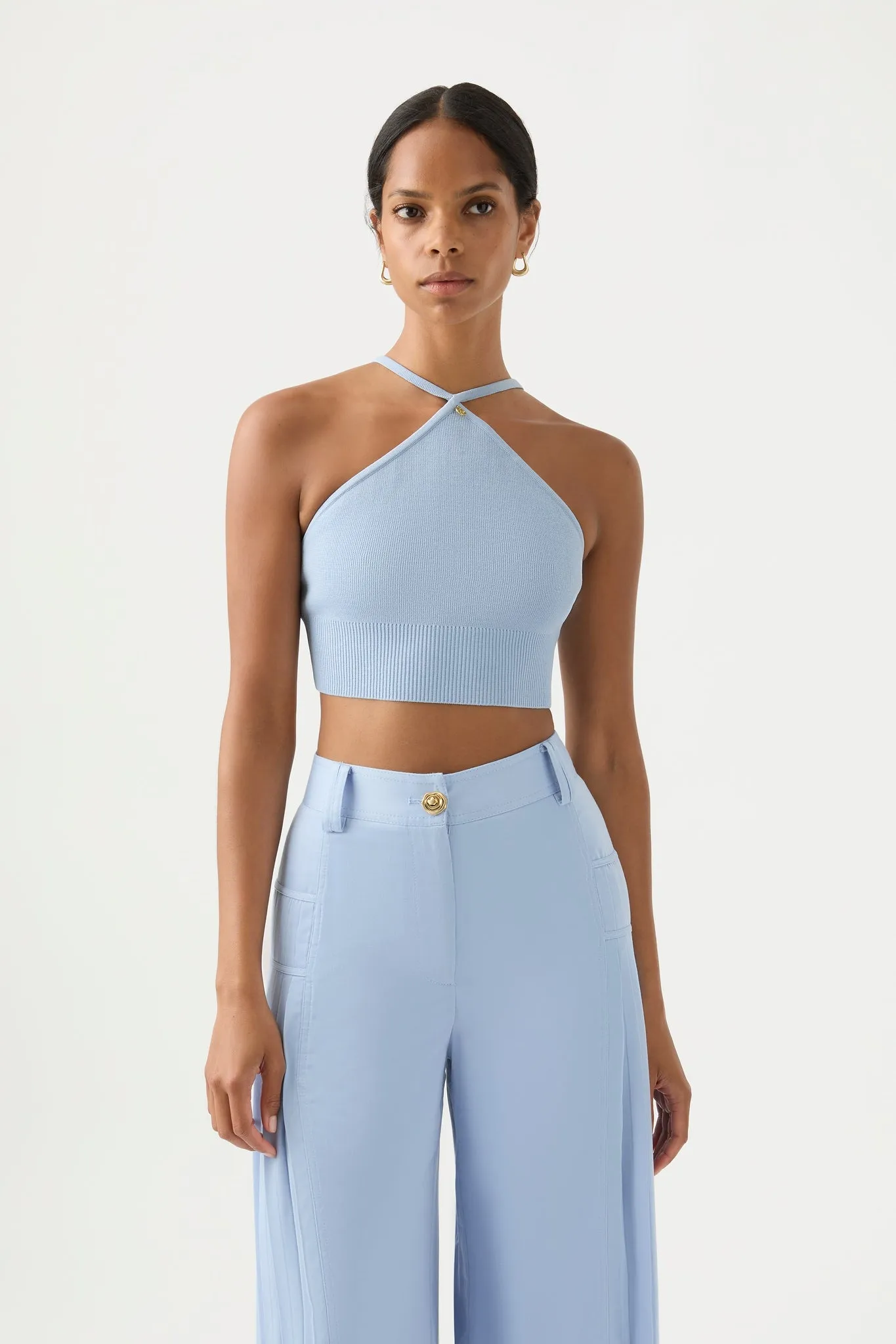 Xanthe Halter Knit Crop Top sold by Aje